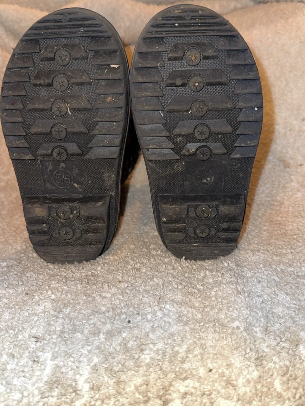 Kids Black Snow Boots with Gray Camo Trim - Easy Hook & Loop Closure